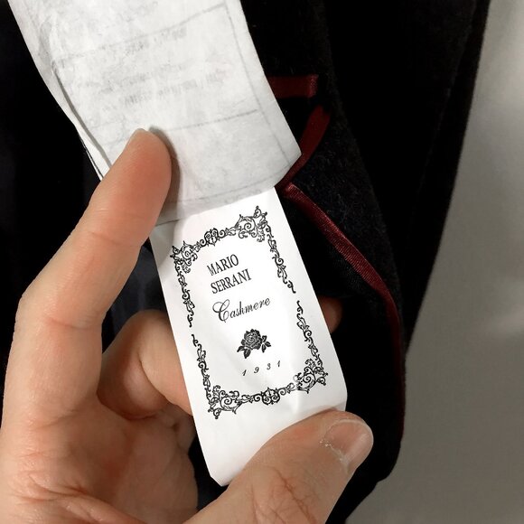 Men's Mario Serrani 90% Virgin Wool & 10% Cashmere Classic Black Coat - Picture 11 of 12